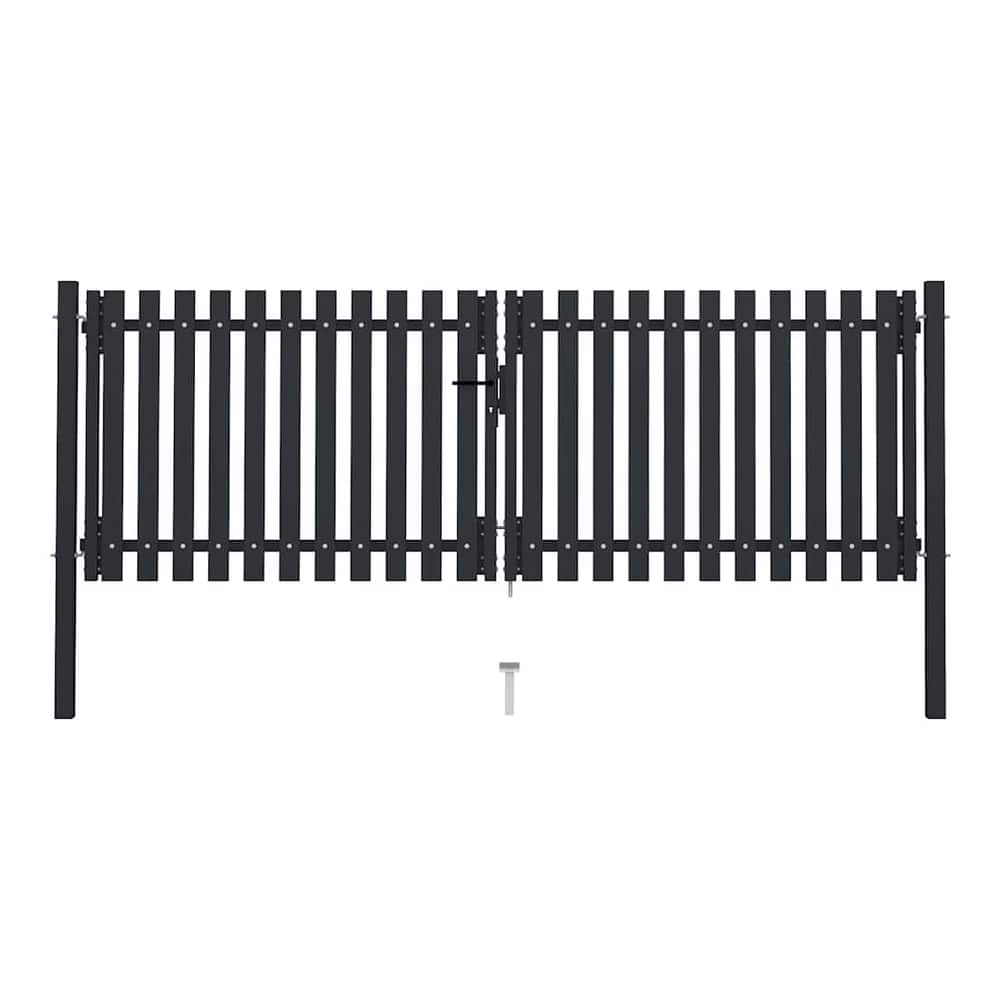 Double Door Fence Gate Steel Anthracite 300 x 125 cm