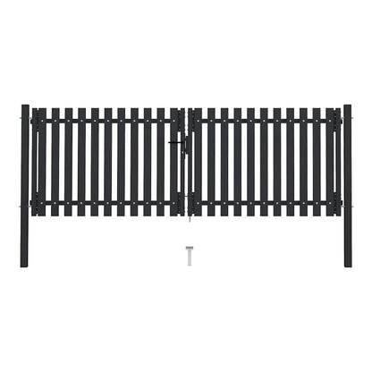 Double Door Fence Gate Steel Anthracite 300 x 125 cm