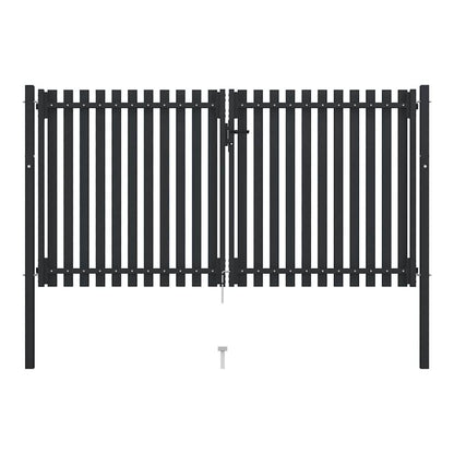 Double Door Fence Gate Steel Anthracite 300 x 175 cm