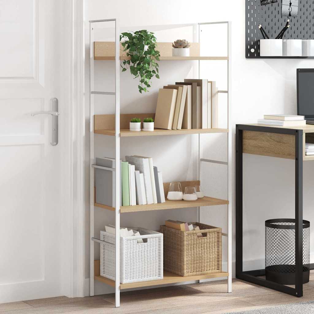 vidaXL Shelf Cabinet | Oak and white | Engineered wood, steel | Medium 1