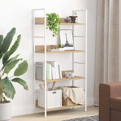 vidaXL Shelf Cabinet | Oak and white | Engineered wood, steel | Medium 2