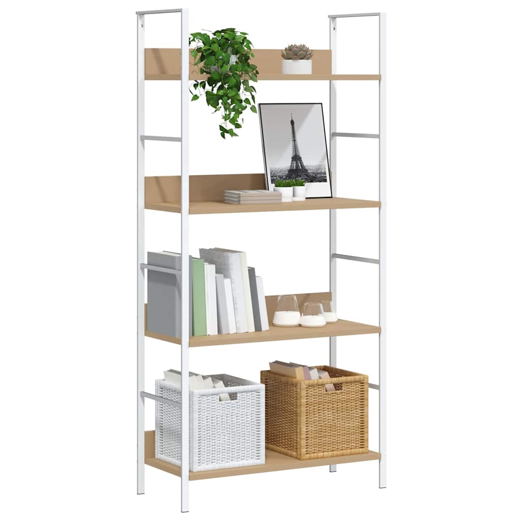 vidaXL Shelf Cabinet | Oak and white | Engineered wood, steel | Medium 3