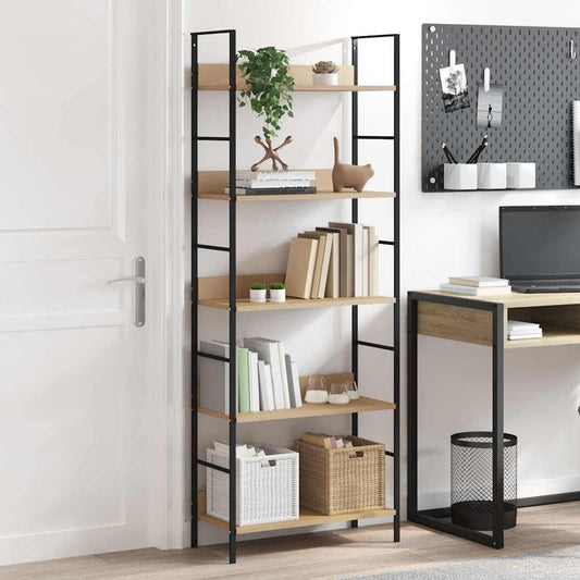 288227 vidaXL 5-Layer Book Shelf Oak 60x27,6x158,5 cm Engineered Wood 1