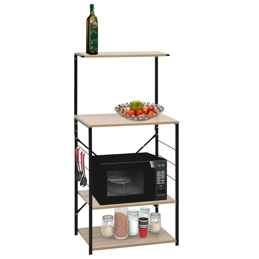 vidaXL Microwave Cabinet Black and Oak 60x39.6x123 cm Engineered Wood 1