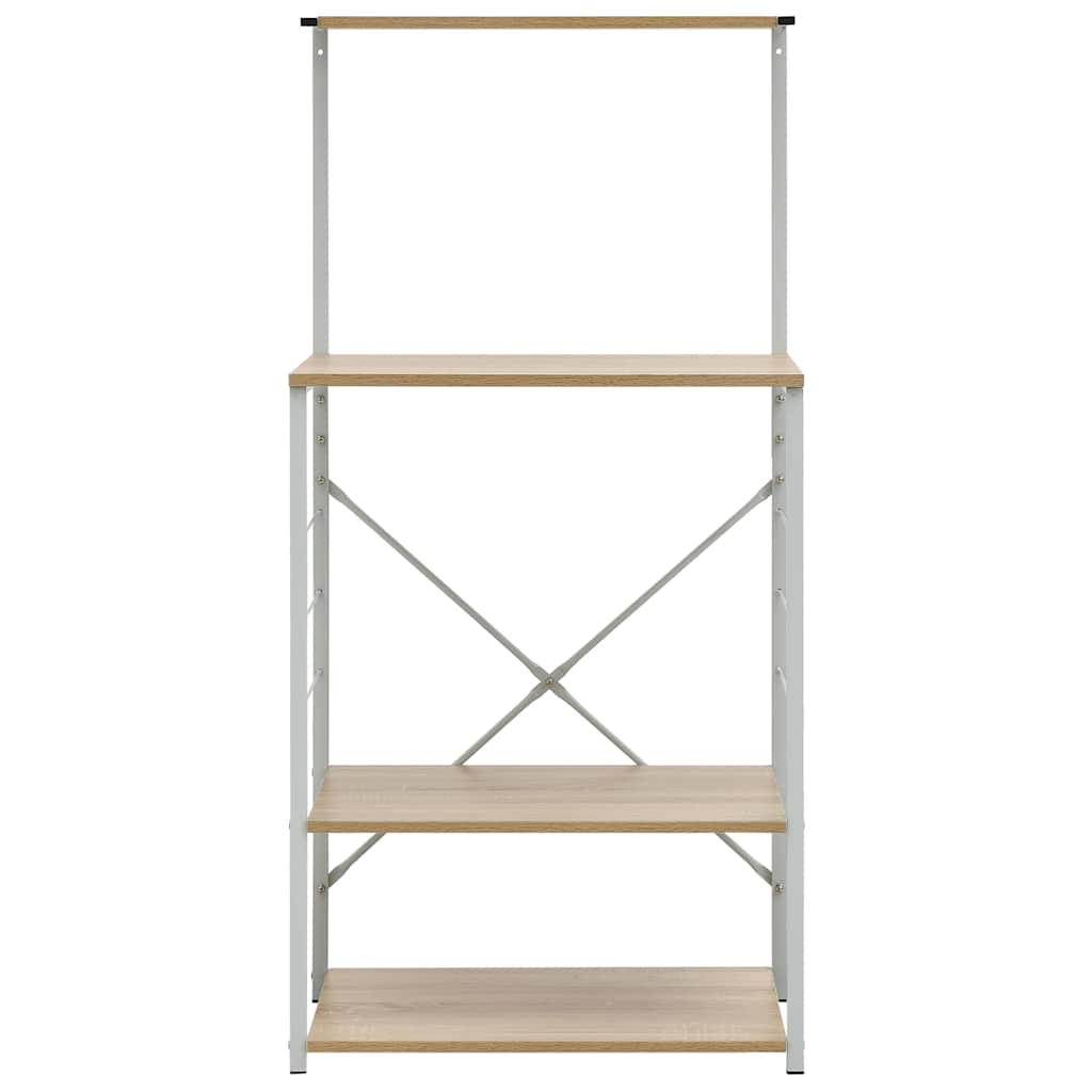vidaXL Microwave Cabinet White and Oak 60x39.6x123 cm Engineered Wood 3