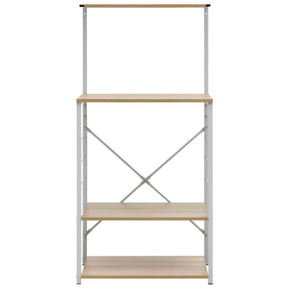 vidaXL Microwave Cabinet White and Oak 60x39.6x123 cm Engineered Wood 3