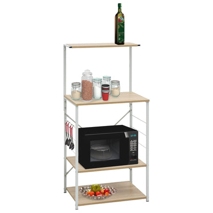 vidaXL Microwave Cabinet White and Oak 60x39.6x123 cm Engineered Wood 1