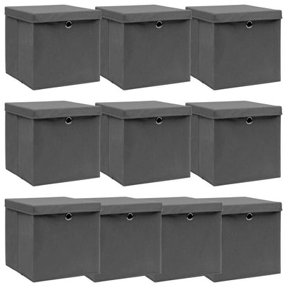 vidaXL Storage Box | Set of 10 | Grey | Non-woven fabric (100% polyester) 1