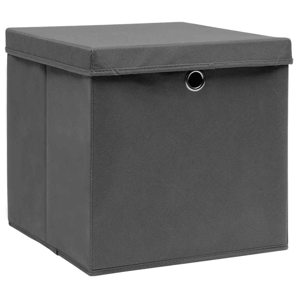 vidaXL Storage Box | Set of 10 | Grey | Non-woven fabric (100% polyester) 2