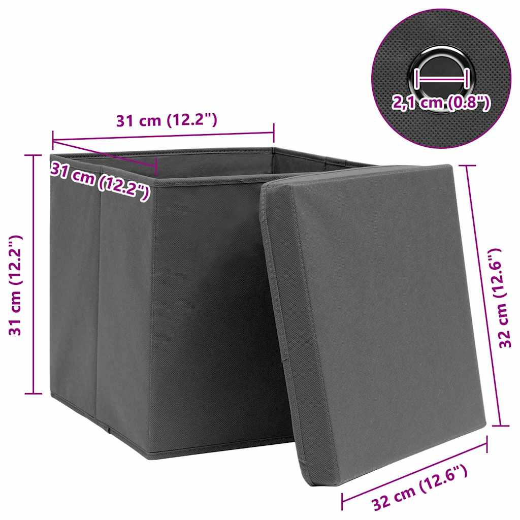 vidaXL Storage Box | Set of 10 | Grey | Non-woven fabric (100% polyester) 6