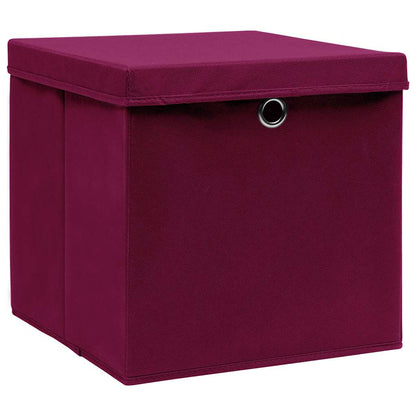 vidaXL Storage Box | Set of 10 | Dark Red | Non-woven fabric (100% polyester) 2