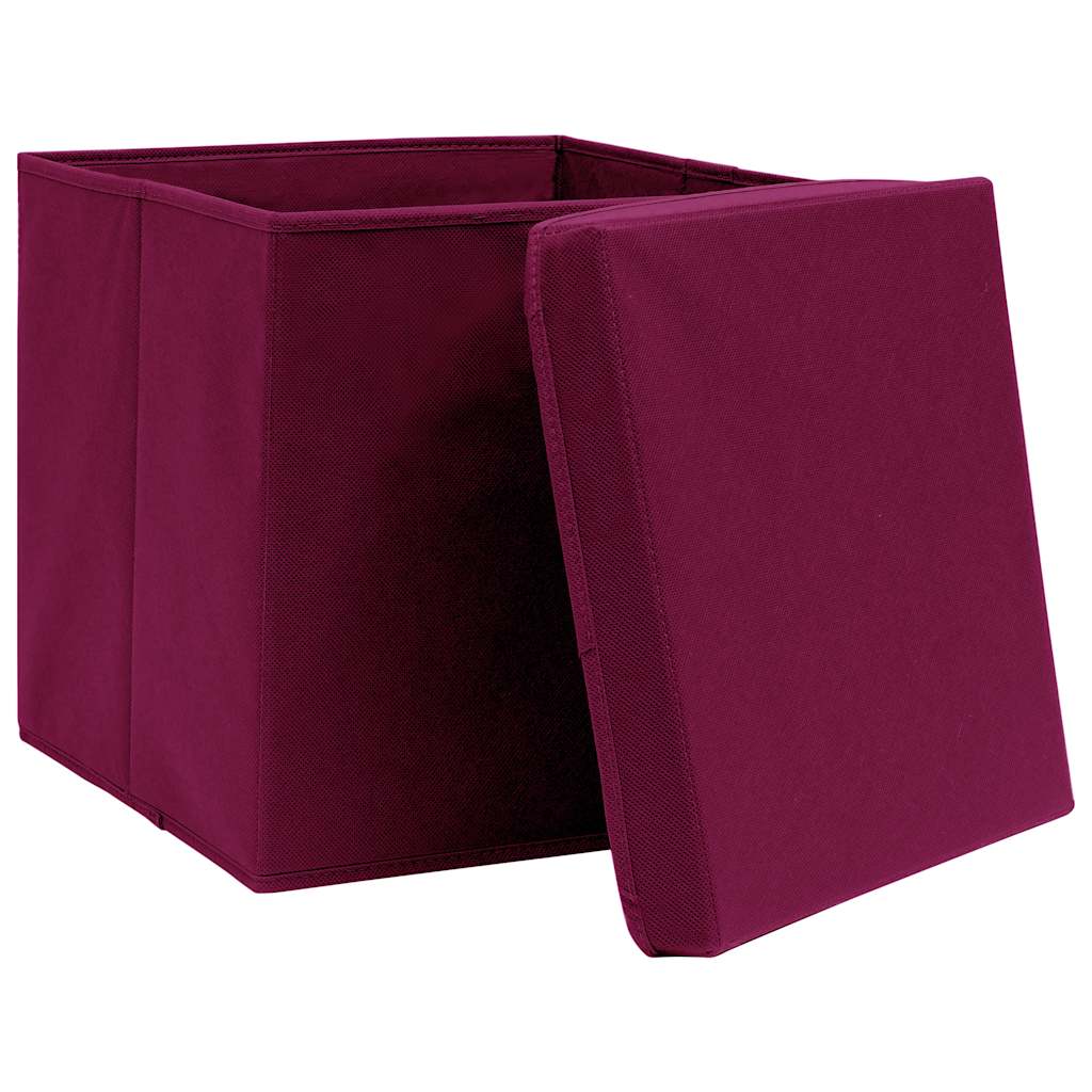 vidaXL Storage Box | Set of 10 | Dark Red | Non-woven fabric (100% polyester) 3