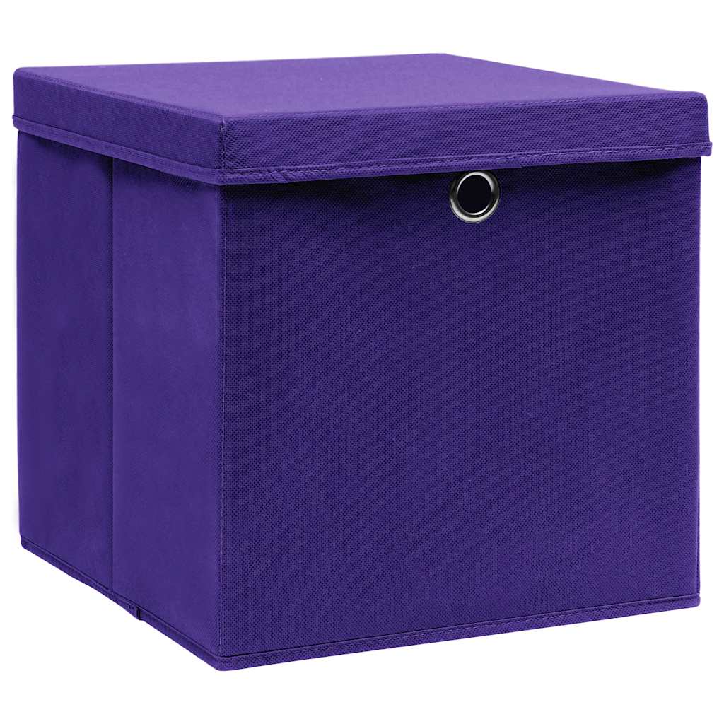 vidaXL Storage Box |  Set of 10 | Purple | Non-woven fabric (100% polyester) 2