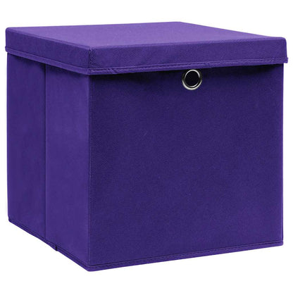 vidaXL Storage Box |  Set of 10 | Purple | Non-woven fabric (100% polyester) 2