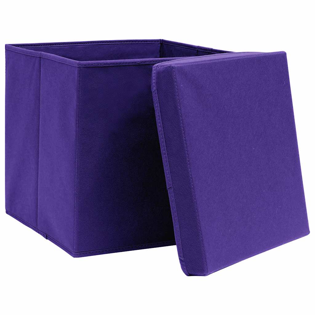 vidaXL Storage Box |  Set of 10 | Purple | Non-woven fabric (100% polyester) 3