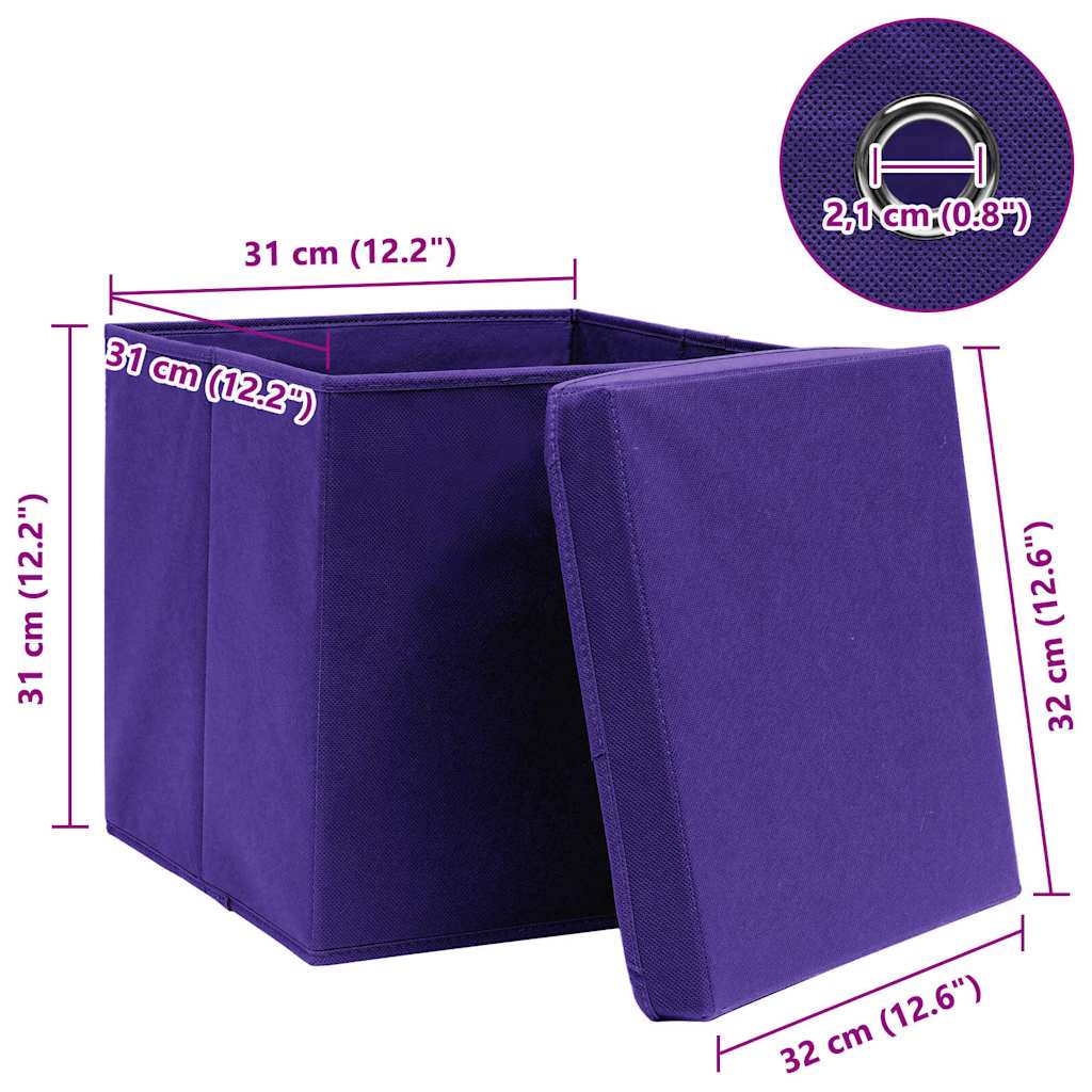 vidaXL Storage Box |  Set of 10 | Purple | Non-woven fabric (100% polyester) 6