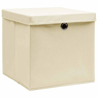 vidaXL Storage Boxes with Lid 10 pcs Cream 32x32x32 cm Fabric 2