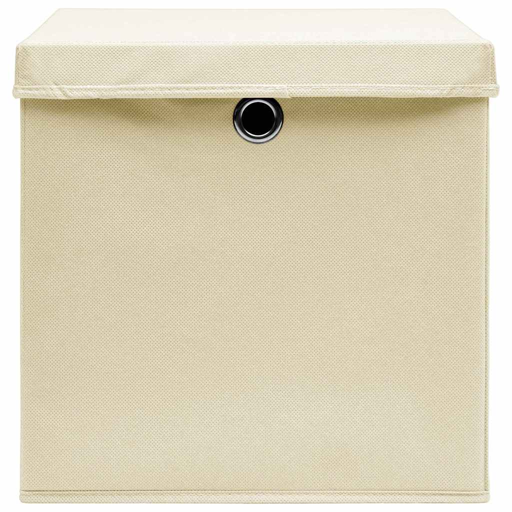 vidaXL Storage Boxes with Lid 10 pcs Cream 32x32x32 cm Fabric 3