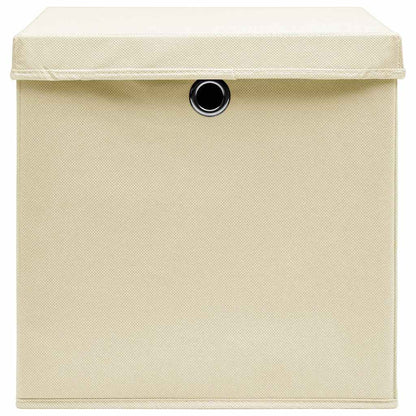 vidaXL Storage Boxes with Lid 10 pcs Cream 32x32x32 cm Fabric 3