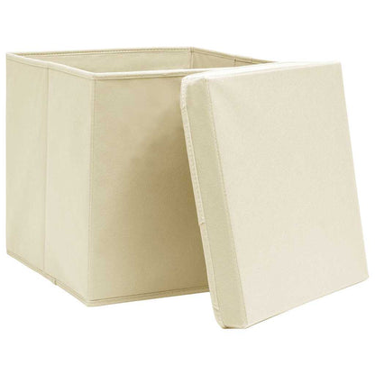 vidaXL Storage Boxes with Lid 10 pcs Cream 32x32x32 cm Fabric 4