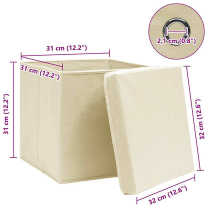 vidaXL Storage Boxes with Lid 10 pcs Cream 32x32x32 cm Fabric 6