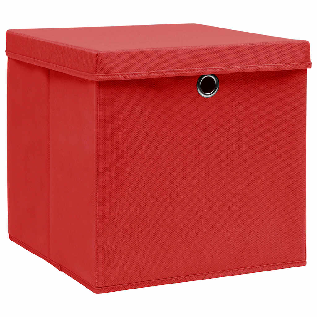 vidaXL Storage Box |  Set of 10 | Red | Non-woven fabric (100% polyester) 2