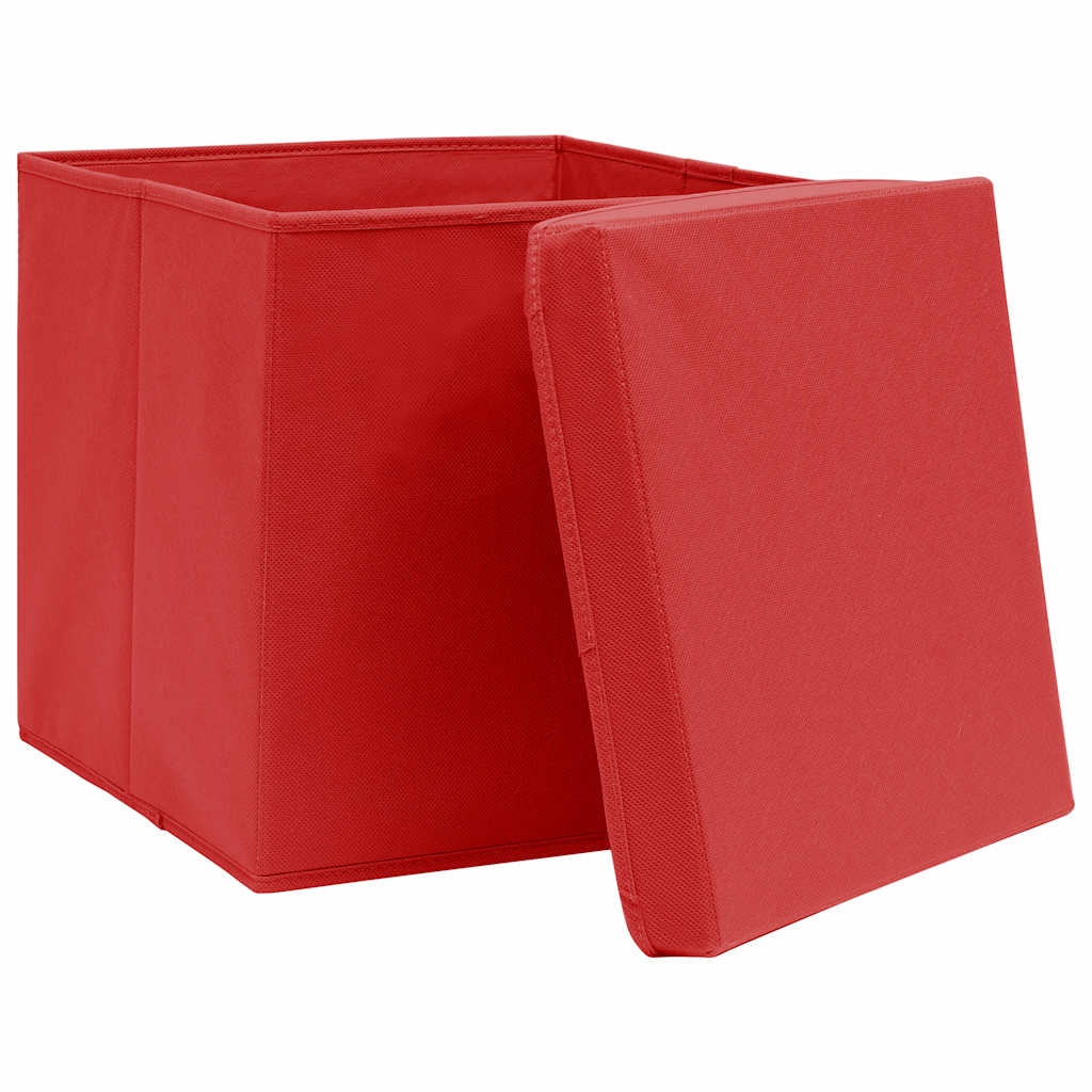 vidaXL Storage Box |  Set of 10 | Red | Non-woven fabric (100% polyester) 3