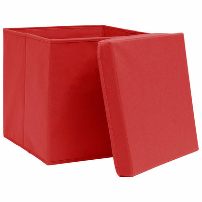 vidaXL Storage Box |  Set of 10 | Red | Non-woven fabric (100% polyester) 3