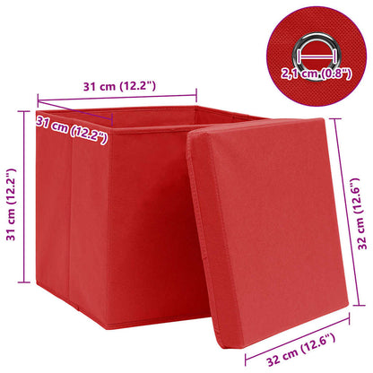 vidaXL Storage Box |  Set of 10 | Red | Non-woven fabric (100% polyester) 6