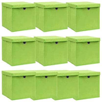 vidaXL Storage Box | Set of 10 | Green | Non-woven fabric (100% polyester) 1
