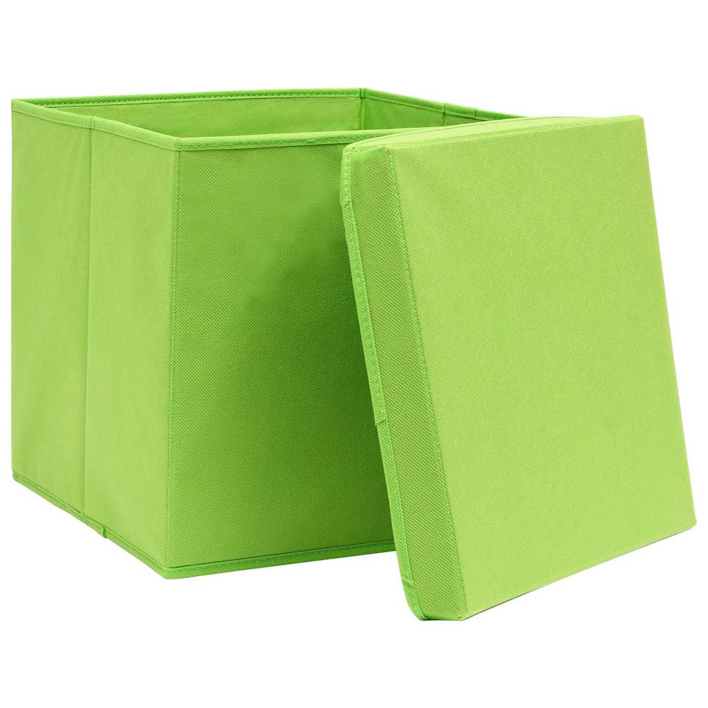 vidaXL Storage Box | Set of 10 | Green | Non-woven fabric (100% polyester) 3