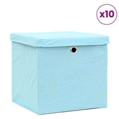 vidaXL Storage Box | Set of 10 | Baby Blue | Non-woven fabric (100% polyester) 1