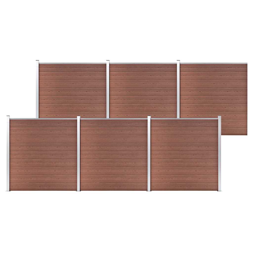 Garden Fence WPC 1045x186 cm Brown 6 sections