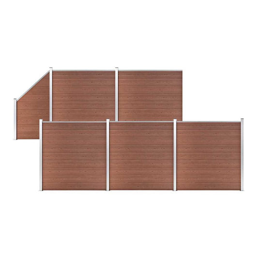 Garden Fence WPC 1045x186 cm Brown 5 sections + 1 slanted section