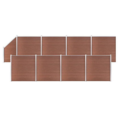 Garden Fence WPC 1045x186 cm Brown 8 sections + 1 slanted section
