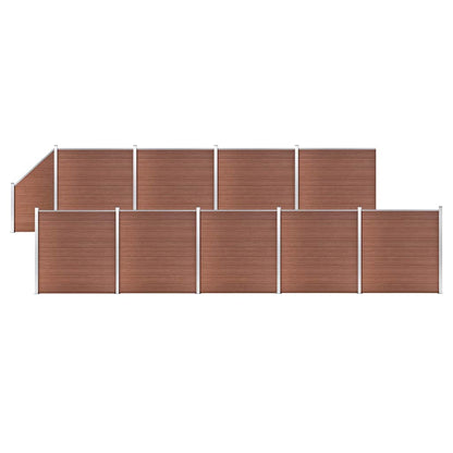 Garden Fence WPC 1045x186 cm Brown 9 sections + 1 slanted section