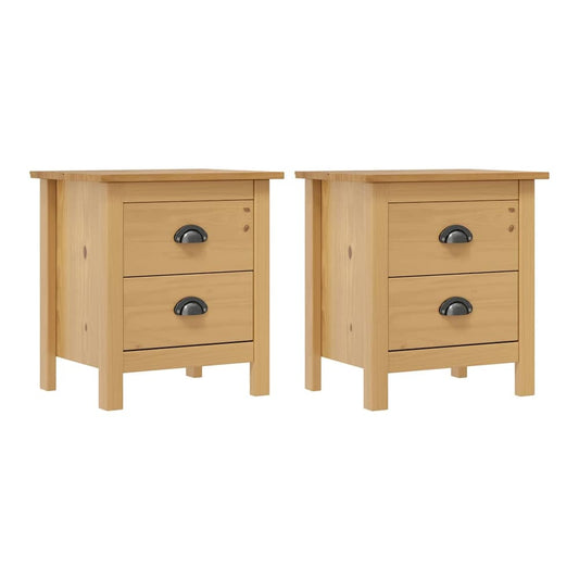 Bedside Cabinet "Hill" 46x35x49,5 cm Solid Pine Wood Brown