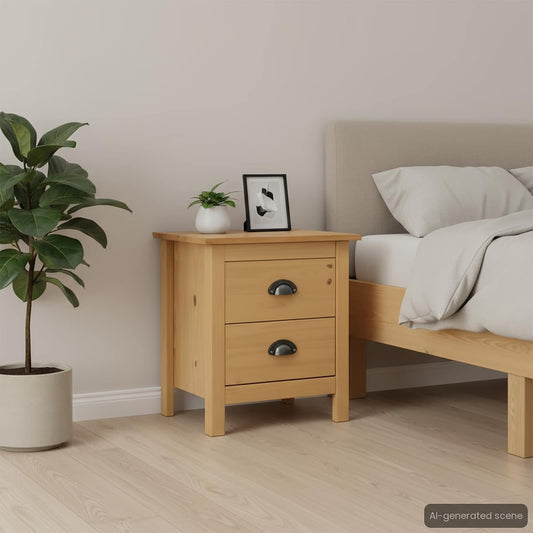 Bedside Cabinet "Hill" 46x35x49,5 cm Solid Pine Wood Brown