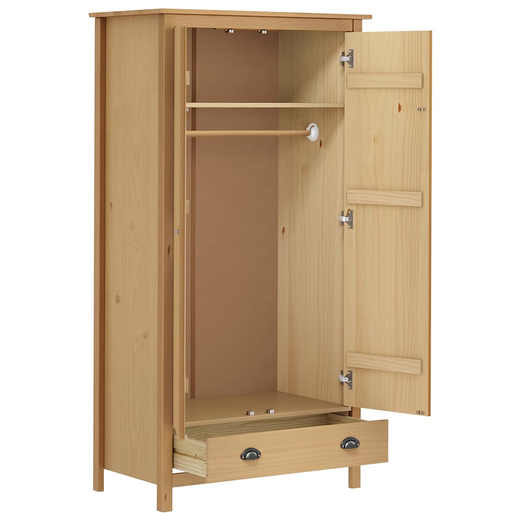 vidaXL Wardrobe | Honey brown | Solid pine wood | Standard | Wardrobe 3