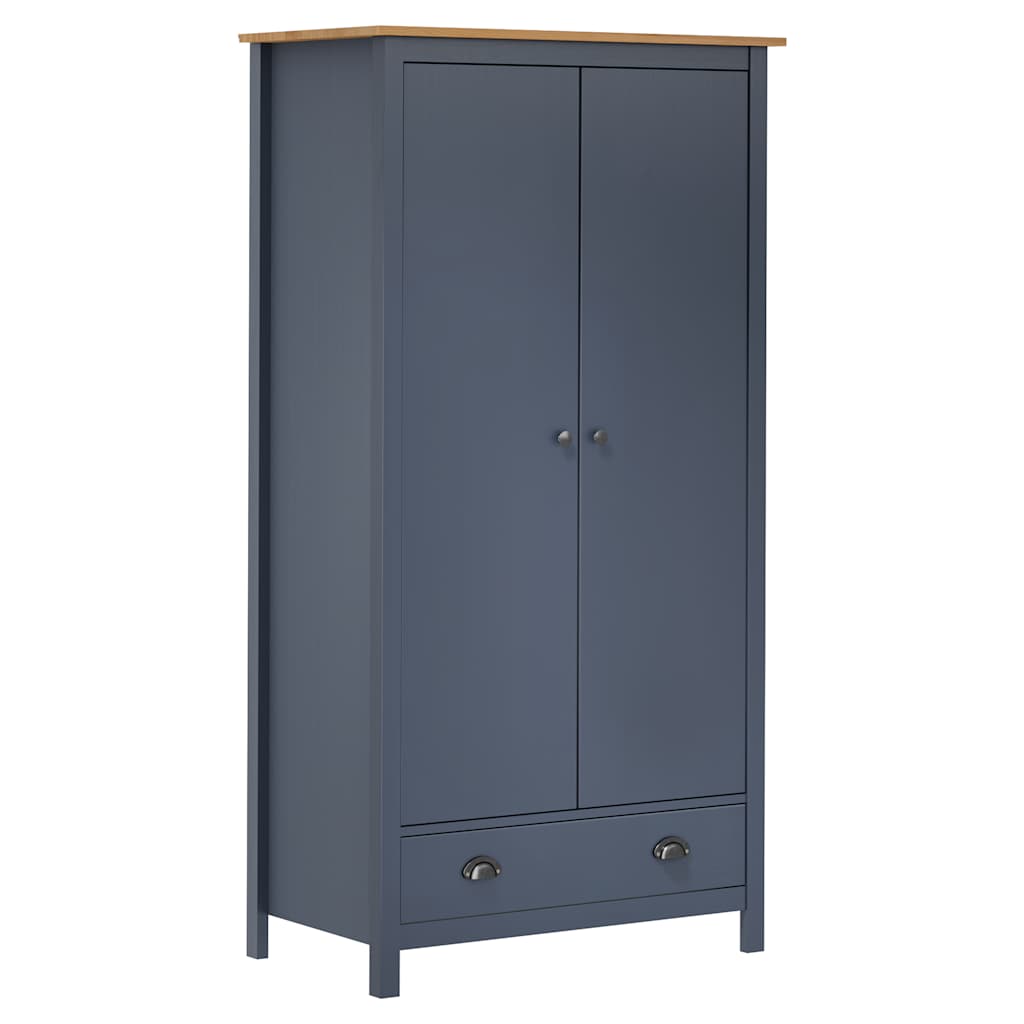 vidaXL Wardrobe | Grey and Honey Brown | Solid Pine Wood | 89x50x170 cm 1