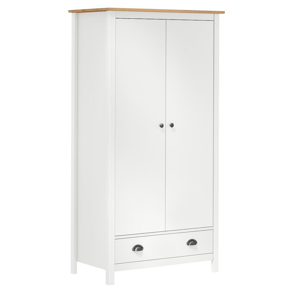 vidaXL Wardrobe | White and Honey Brown | Solid Pine Wood | 89x50x170 cm 1