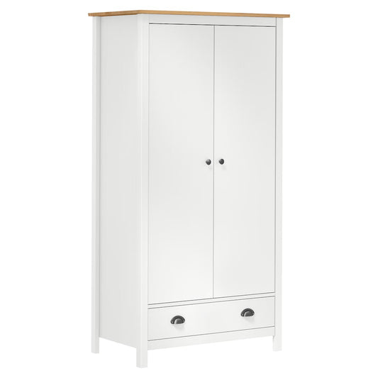 vidaXL Wardrobe | White and Honey Brown | Solid Pine Wood | 89x50x170 cm 1