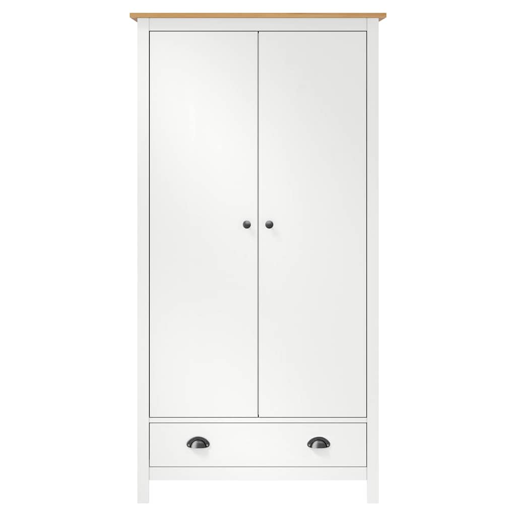 vidaXL Wardrobe | White and Honey Brown | Solid Pine Wood | 89x50x170 cm 2