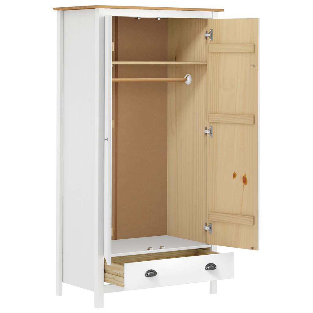 vidaXL Wardrobe | White and Honey Brown | Solid Pine Wood | 89x50x170 cm 3