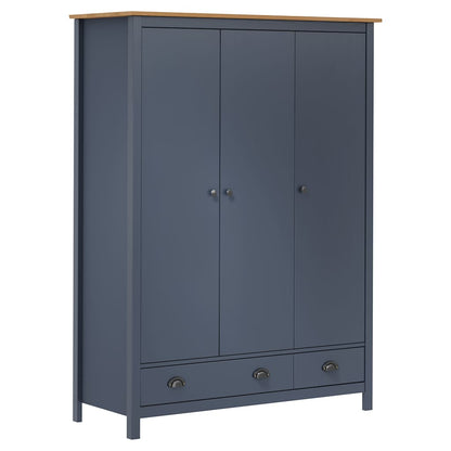 vidaXL Wardrobe | Grey and Honey Brown | Solid Pine Wood | Standard | Wardrobe 2