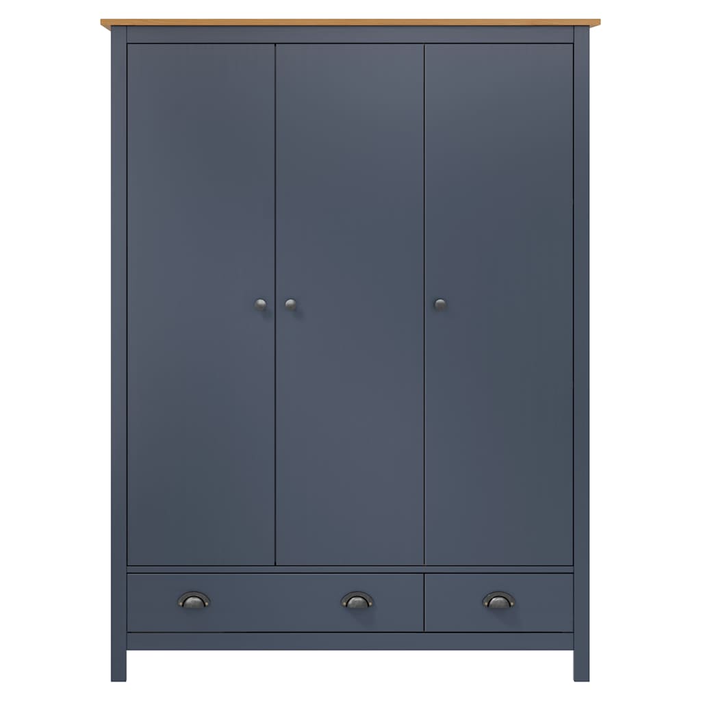 vidaXL Wardrobe | Grey and Honey Brown | Solid Pine Wood | Standard | Wardrobe 3