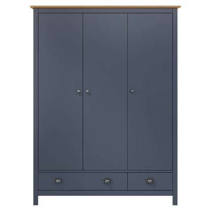 vidaXL Wardrobe | Grey and Honey Brown | Solid Pine Wood | Standard | Wardrobe 3