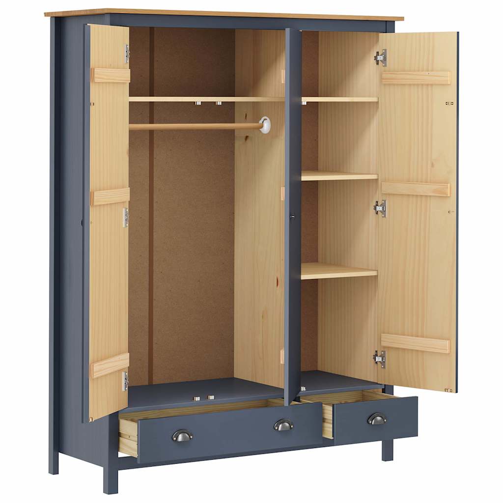 vidaXL Wardrobe | Grey and Honey Brown | Solid Pine Wood | Standard | Wardrobe 4