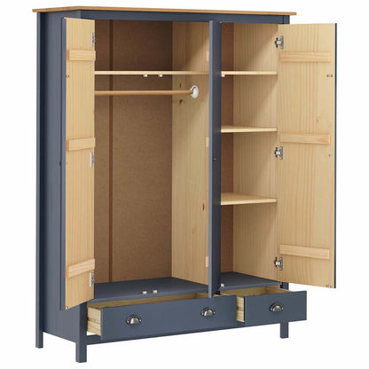 vidaXL Wardrobe | Grey and Honey Brown | Solid Pine Wood | Standard | Wardrobe 4