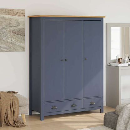 vidaXL Wardrobe | Grey and Honey Brown | Solid Pine Wood | Standard | Wardrobe 1